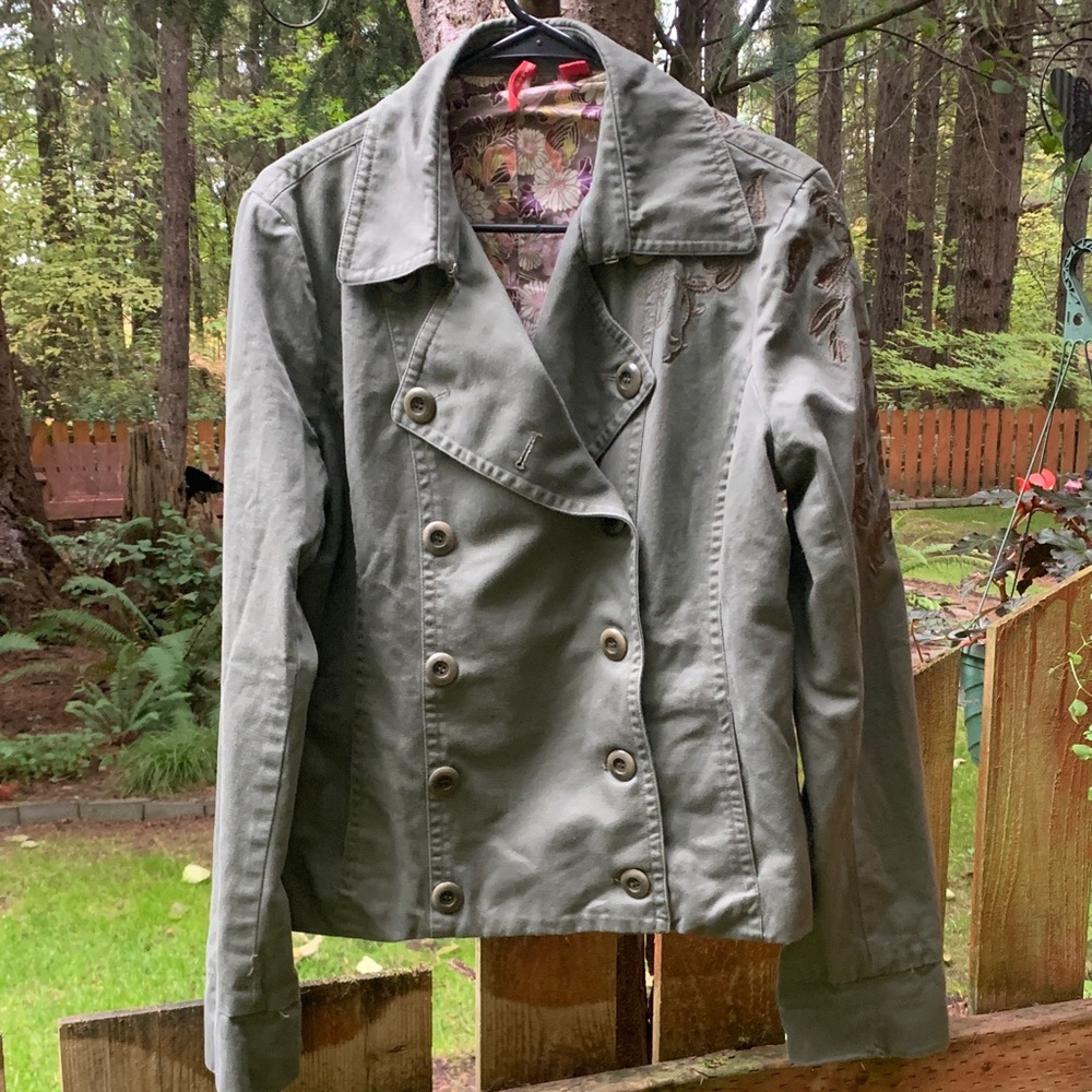 Women's Olive Green Double-Breasted Jacket